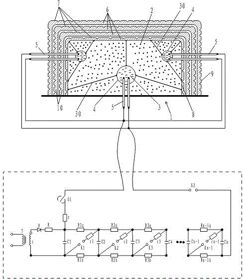 Material throwing device and throwing method with high-energy liquid explosion fixed-point blasting system