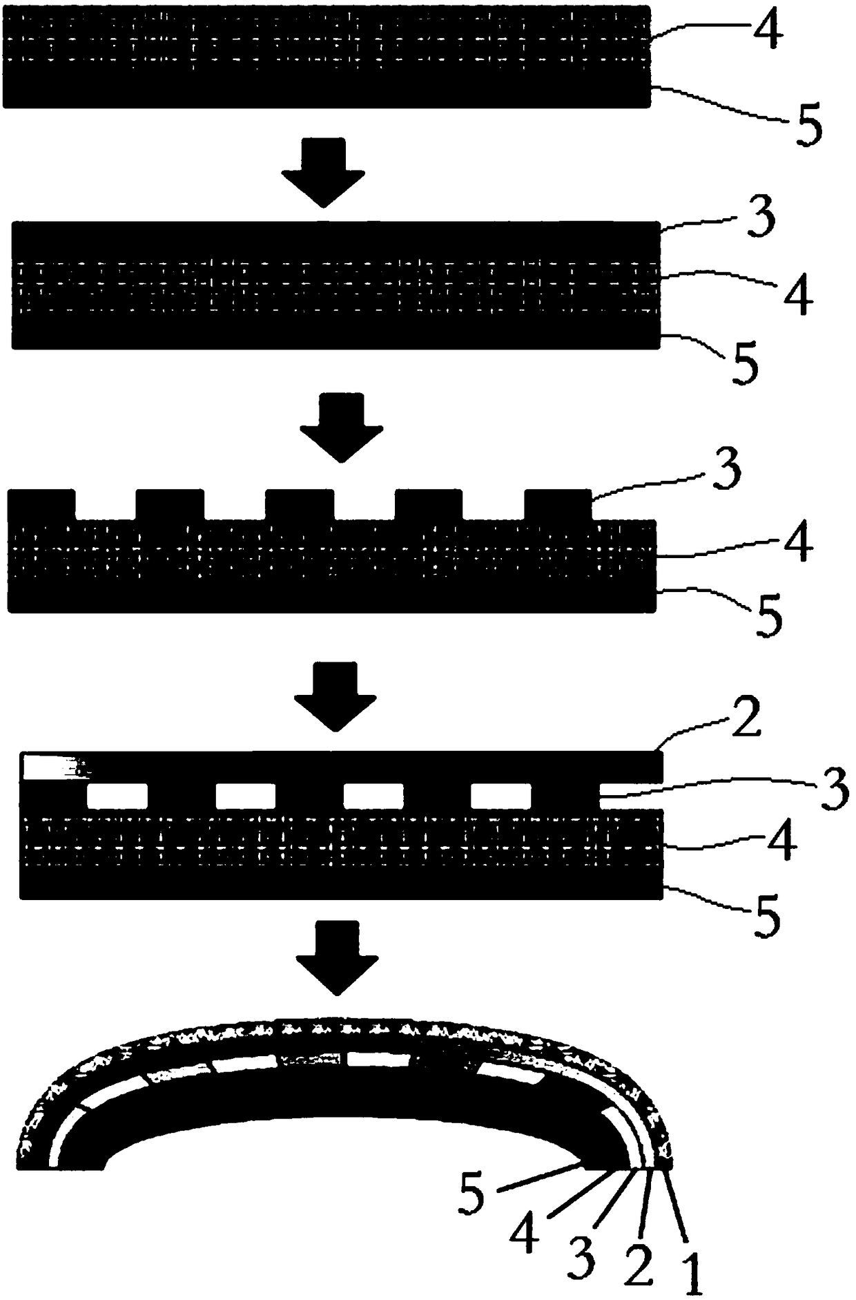 Intelligent curved-screen glass pasted-film and preparation method thereof