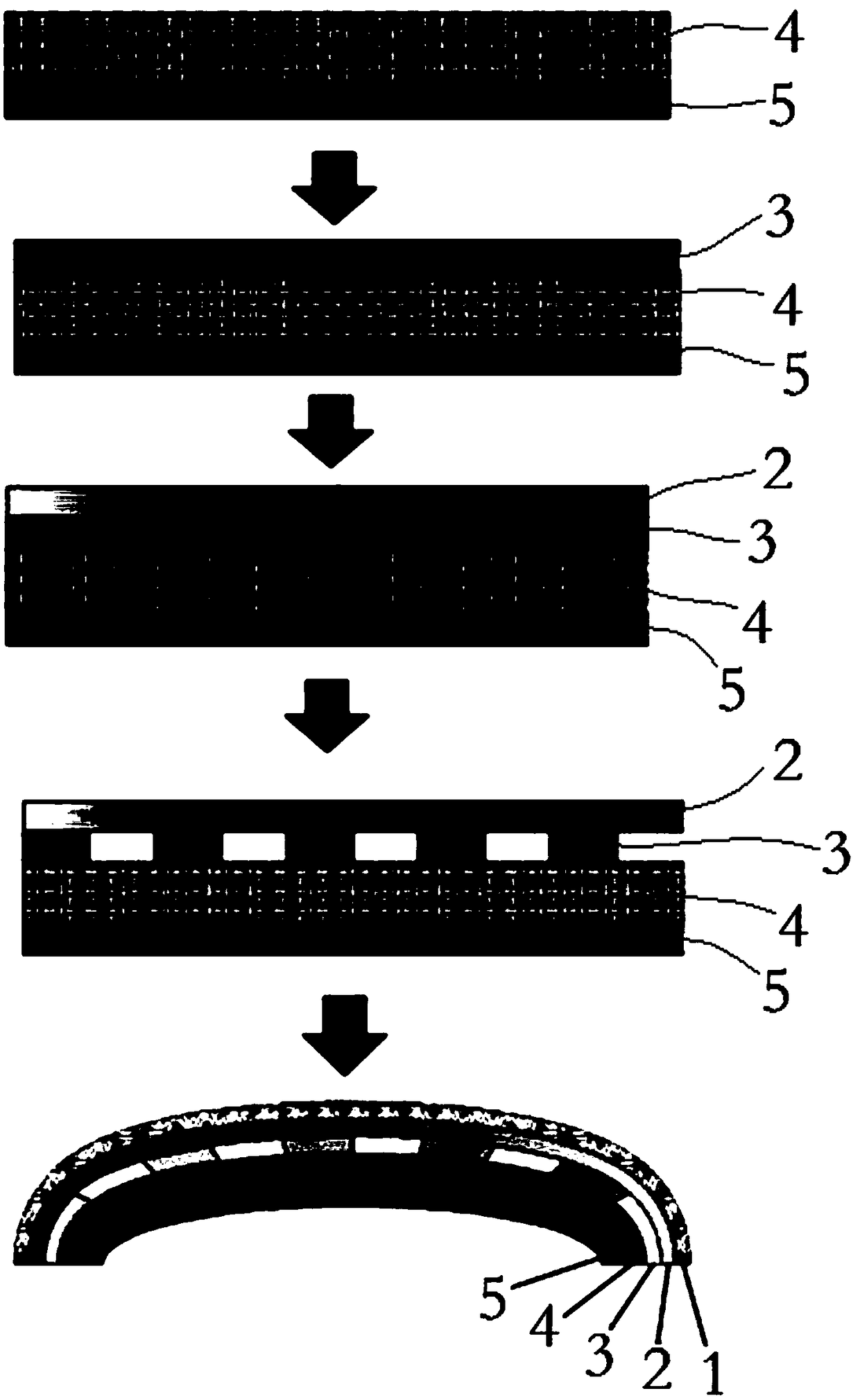 Intelligent curved-screen glass pasted-film and preparation method thereof