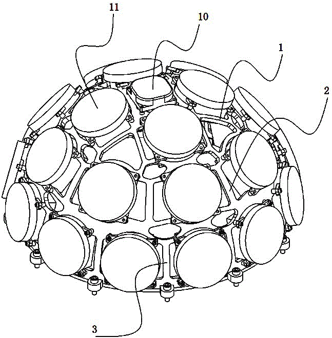Conformal spherical antenna array with good shielding effect