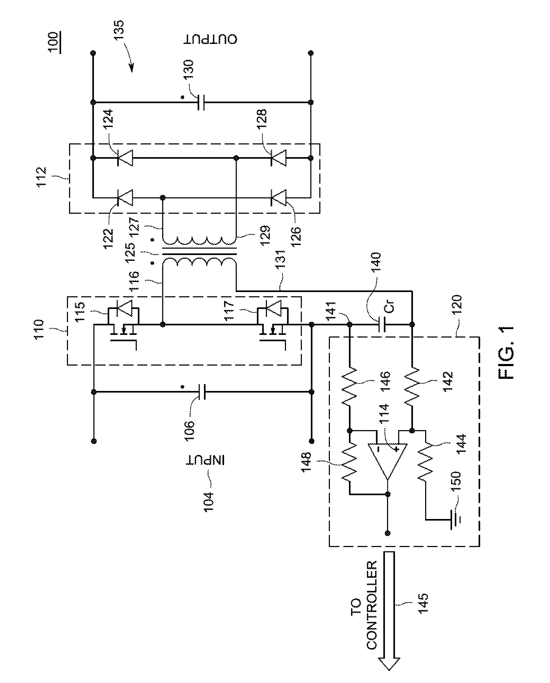 Method and apparatus for deriving current for control in a resonant power converter