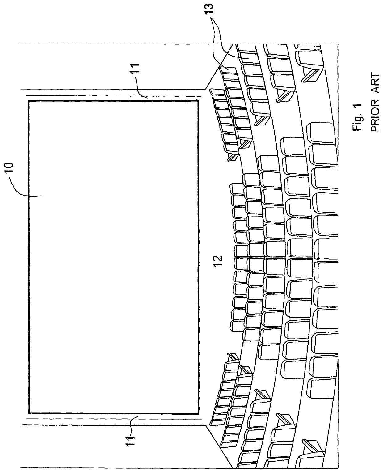Method and system for creating wide-screen picture-dominance effect in a conventional motion-picture theater