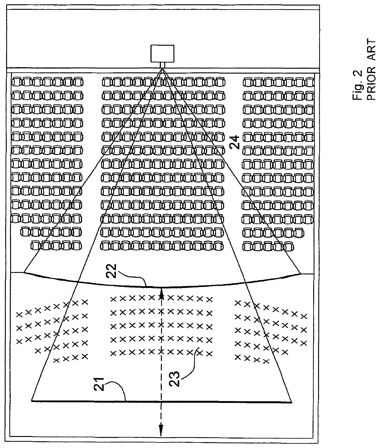 Method and system for creating wide-screen picture-dominance effect in a conventional motion-picture theater