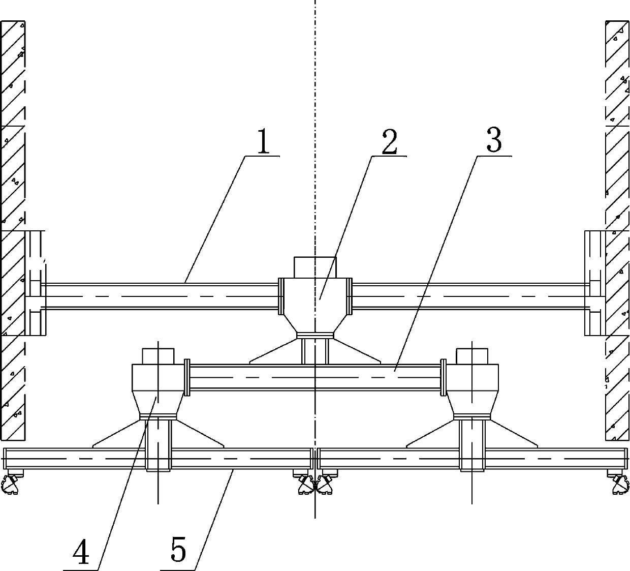 Driving structure for sinking-method rotation-type vertical shaft tunnelling machine