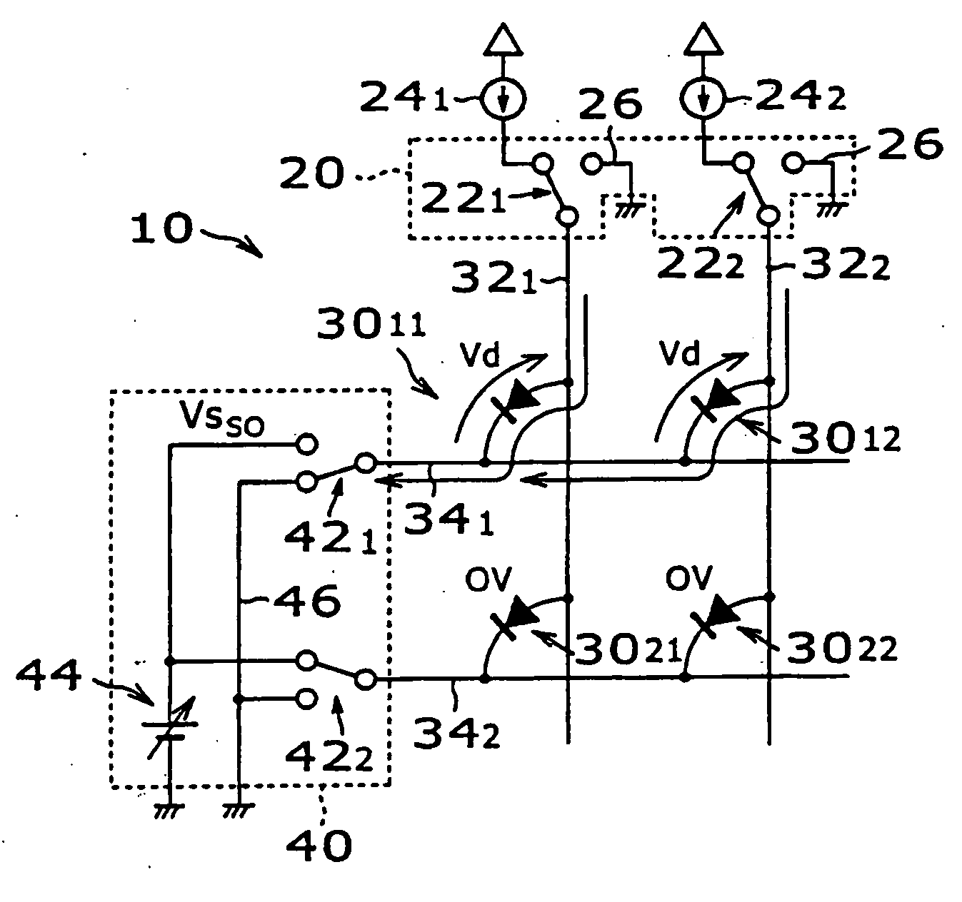 Organic EL display device and method of driving the device