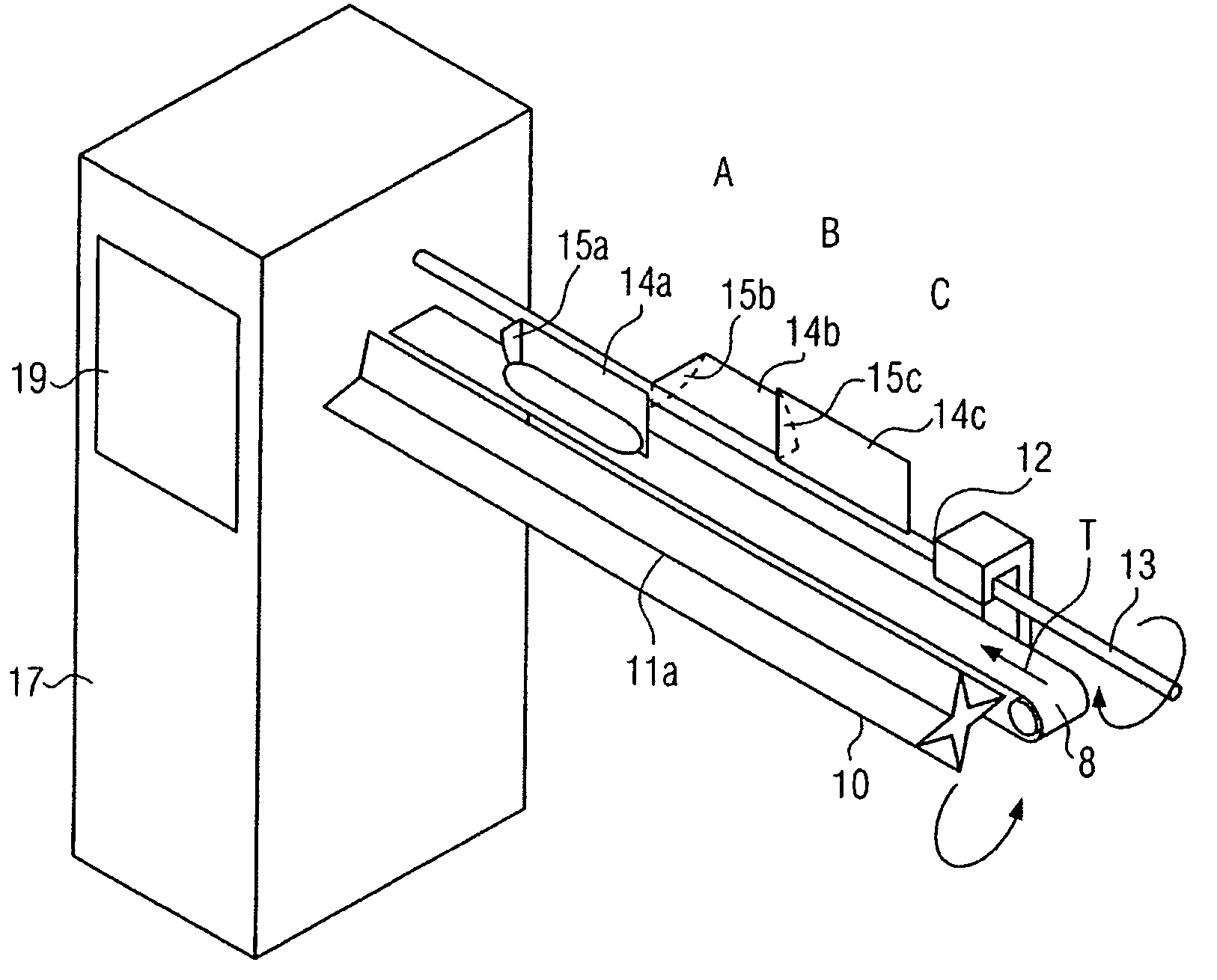 Device and method for the ordered deposition of parted sausage portions