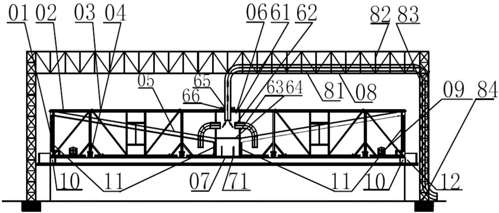 Holosymmetrical cable membrane reversed hanging structure synchronous rotation sealing system