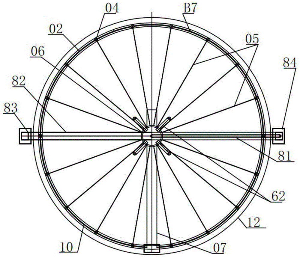 Holosymmetrical cable membrane reversed hanging structure synchronous rotation sealing system