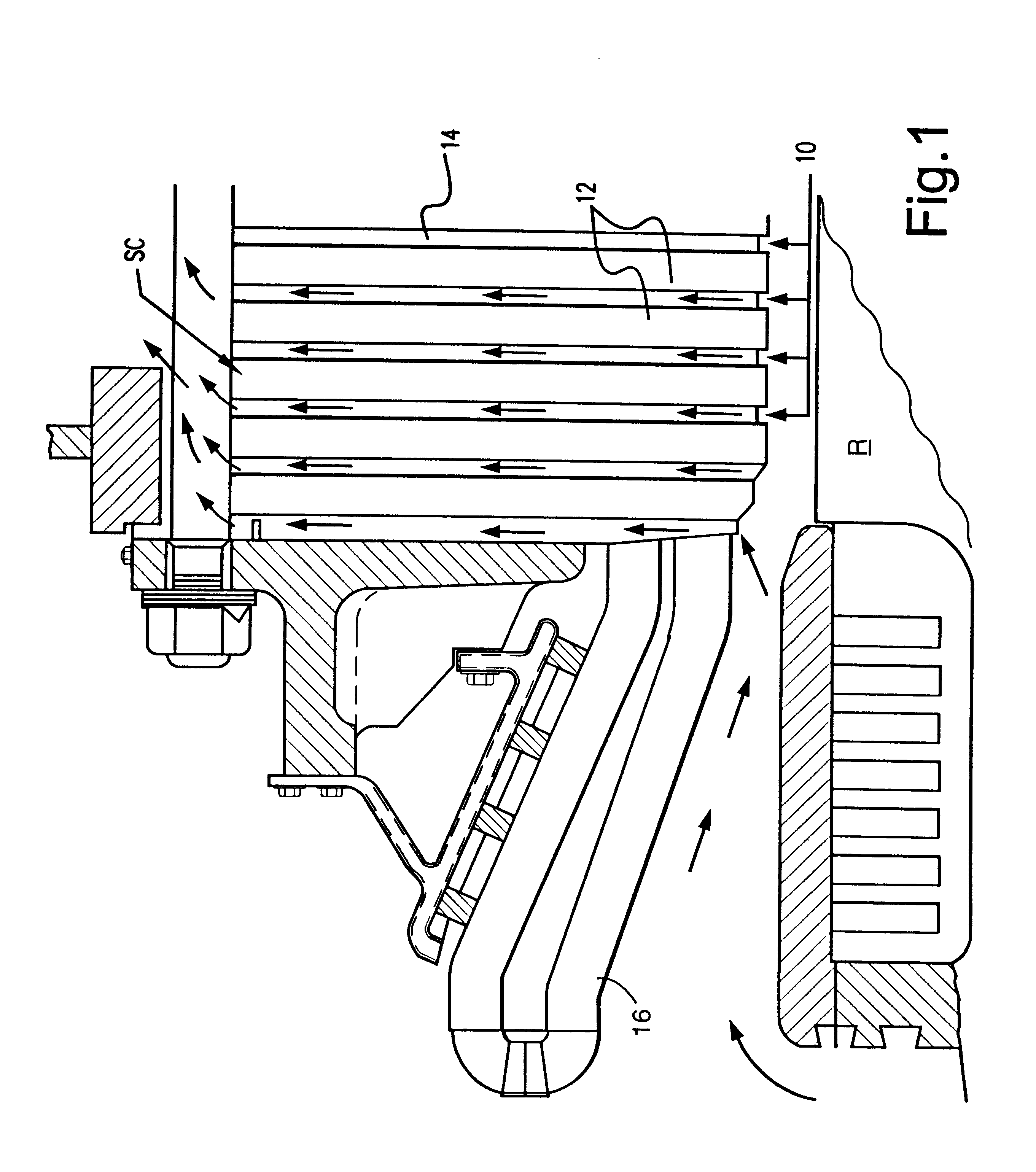 Cooling flow gas transition inserts in stator core ducts and methods of cooling a stator core