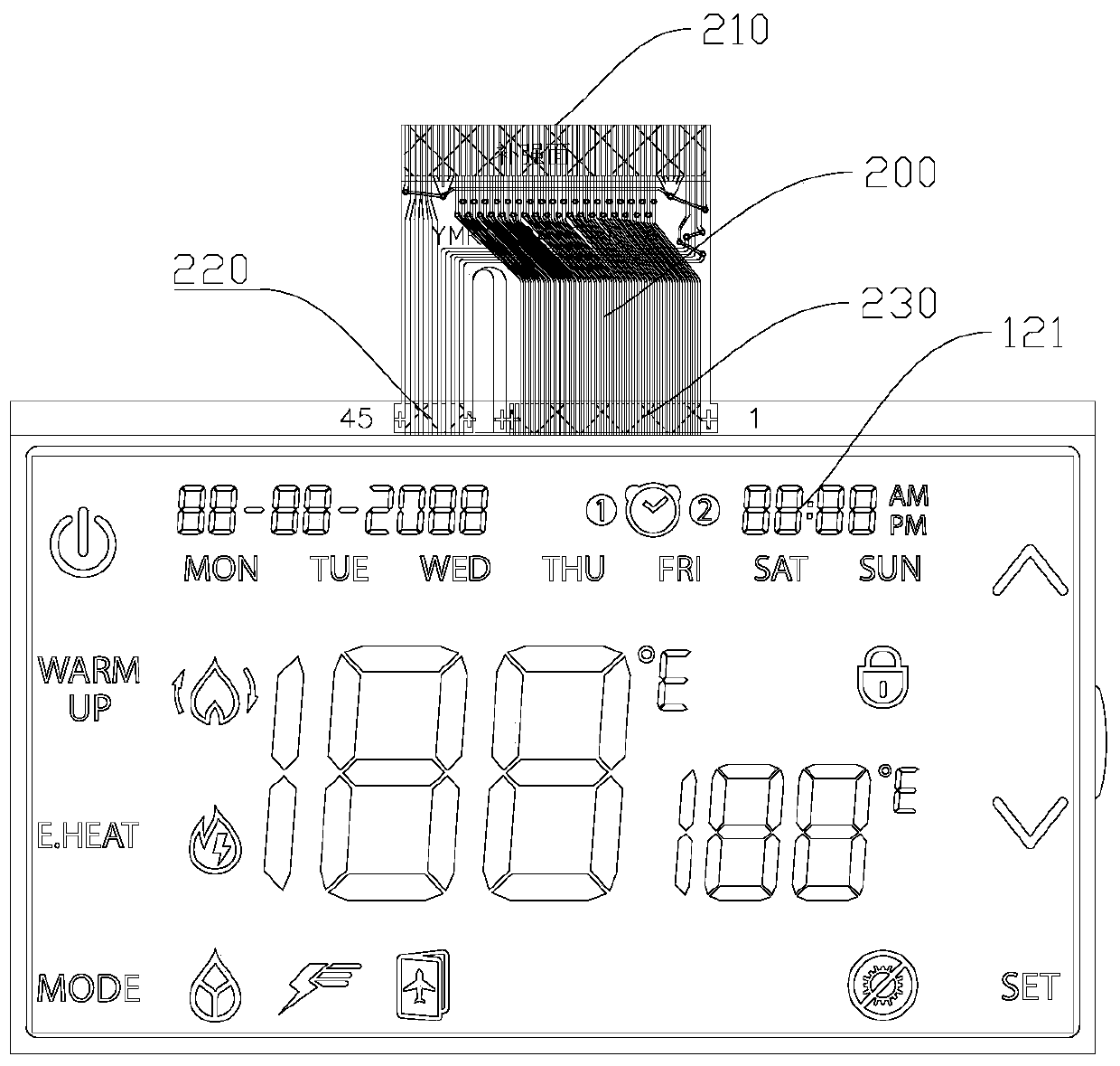 Ultra-wide-viewing-angle VA double-sided ITO display module with touch function and manufacturing process thereof