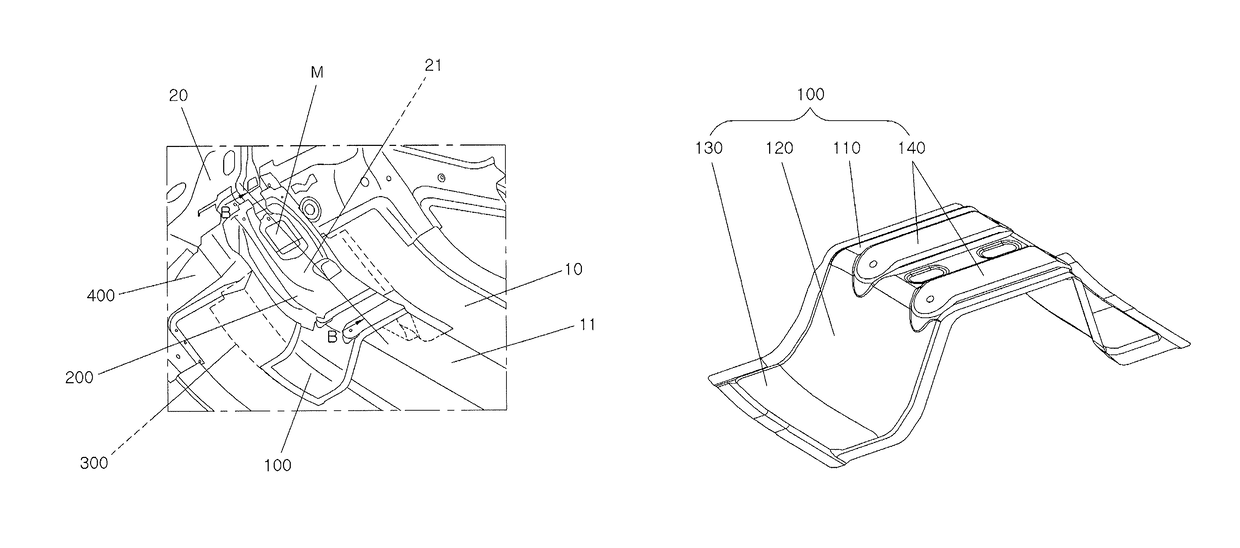 Panel assembly structure for preventing column dive