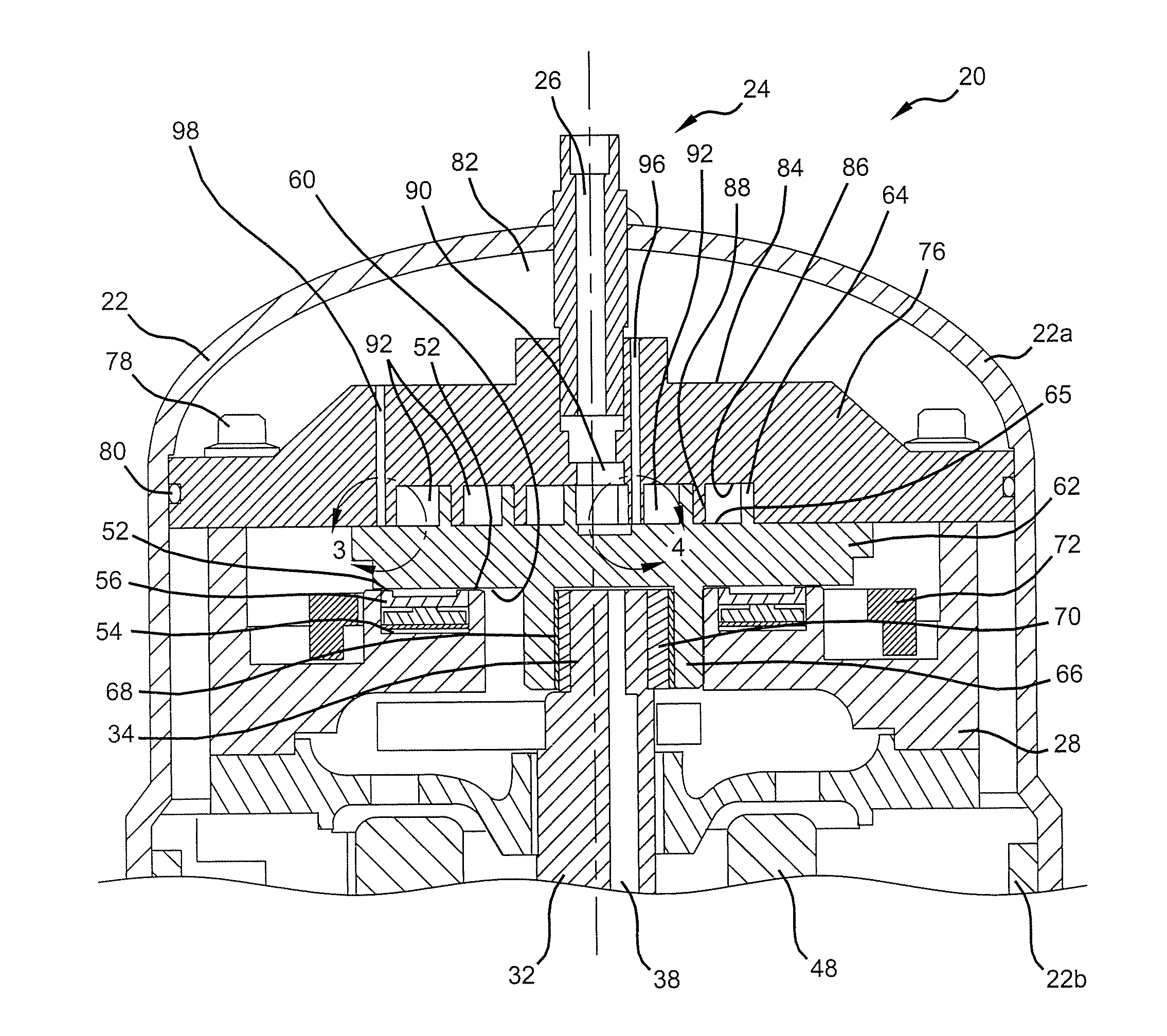 Scroll compressor with scroll deflection compensation