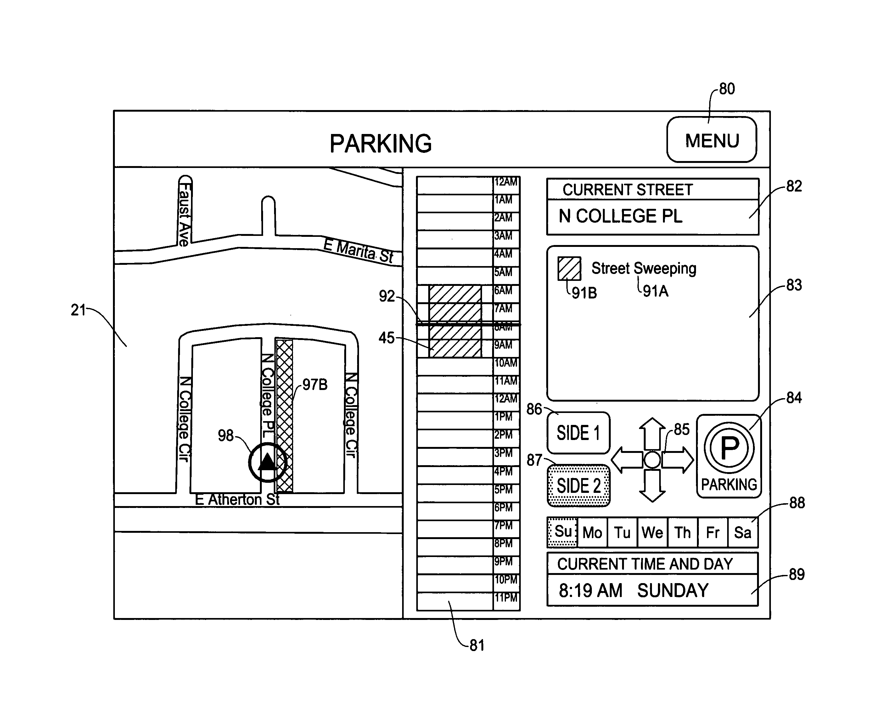 Graphic interface method and apparatus for navigation system for providing parking information