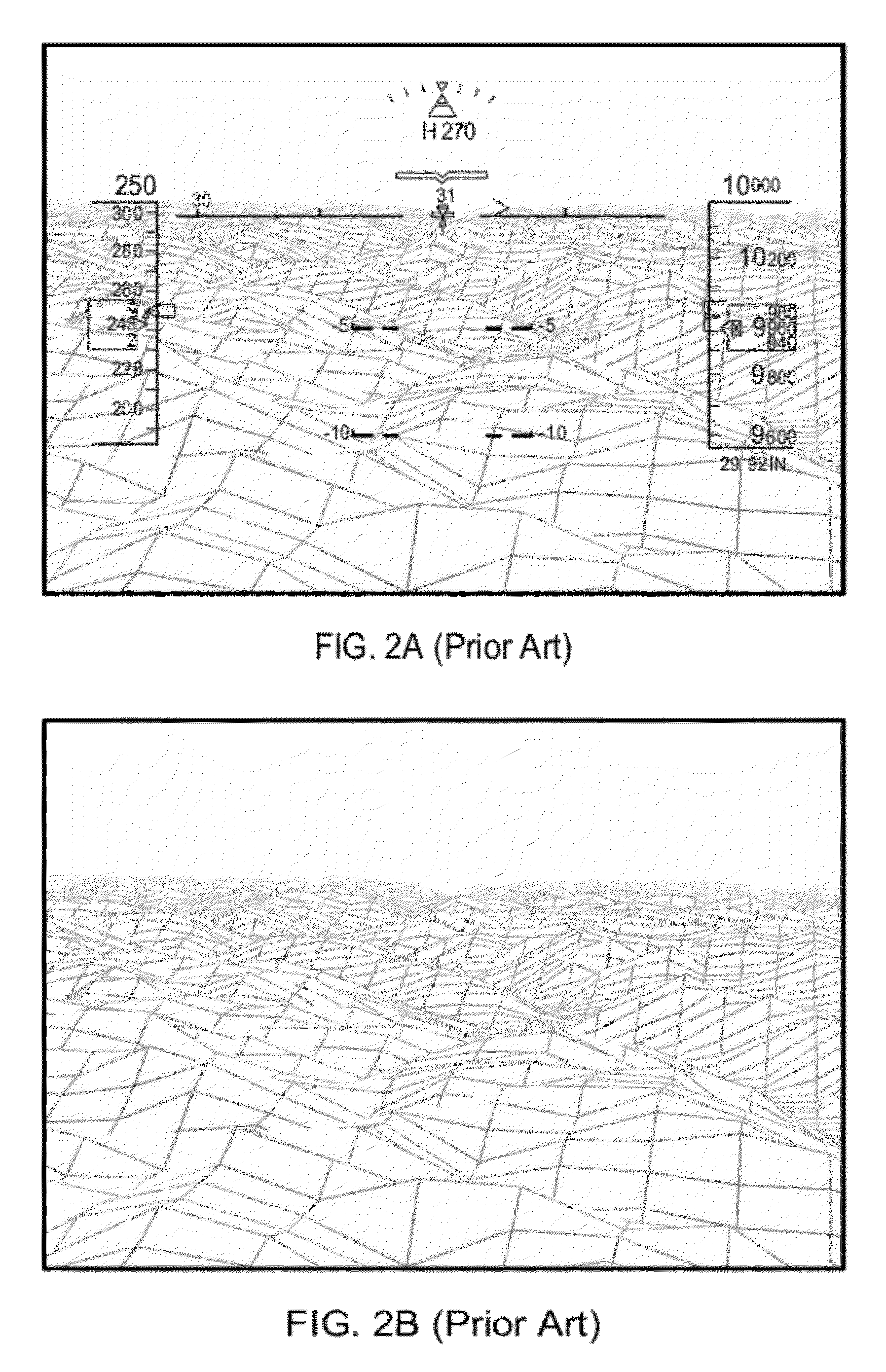 System, apparatus, and method for presenting a monochrome image of terrain on a head-up display unit