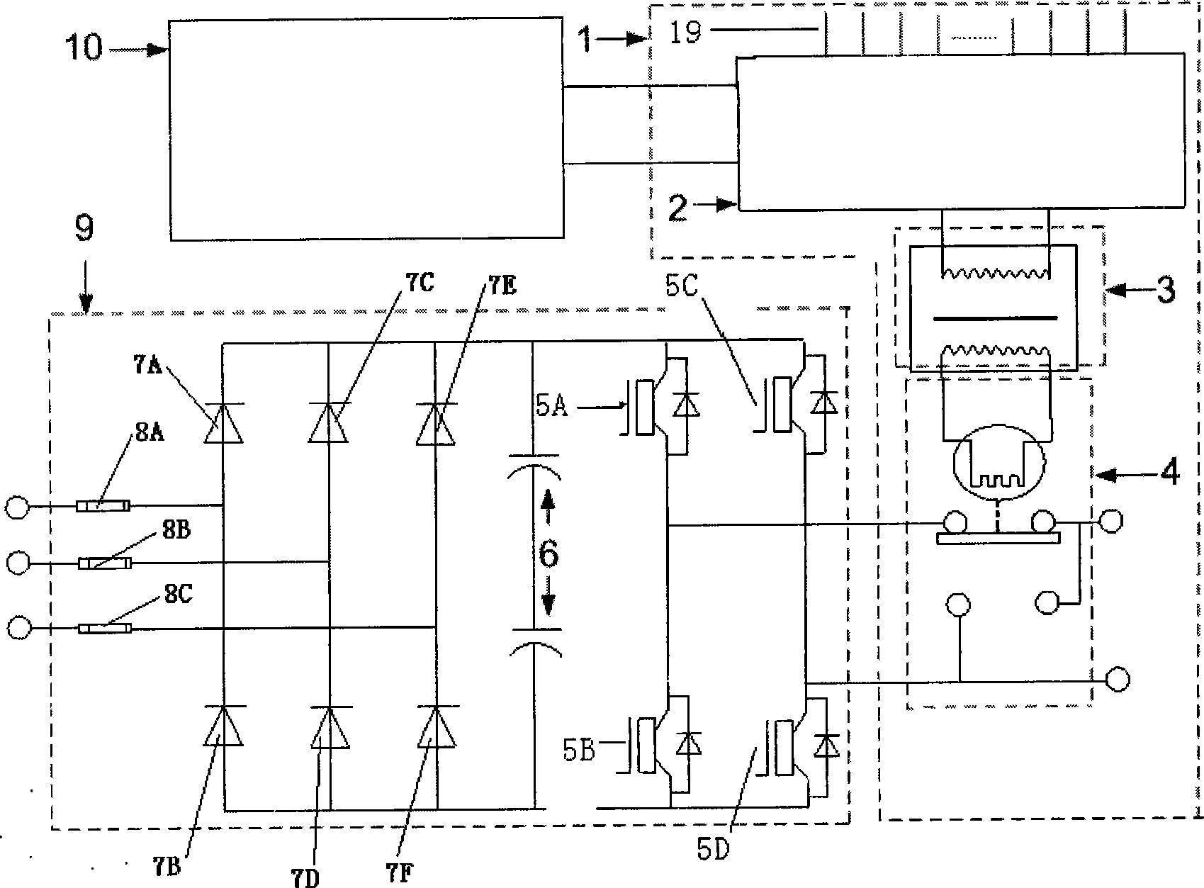 Unit bypass apparatus and control method of unit cascading high voltage frequency convertor