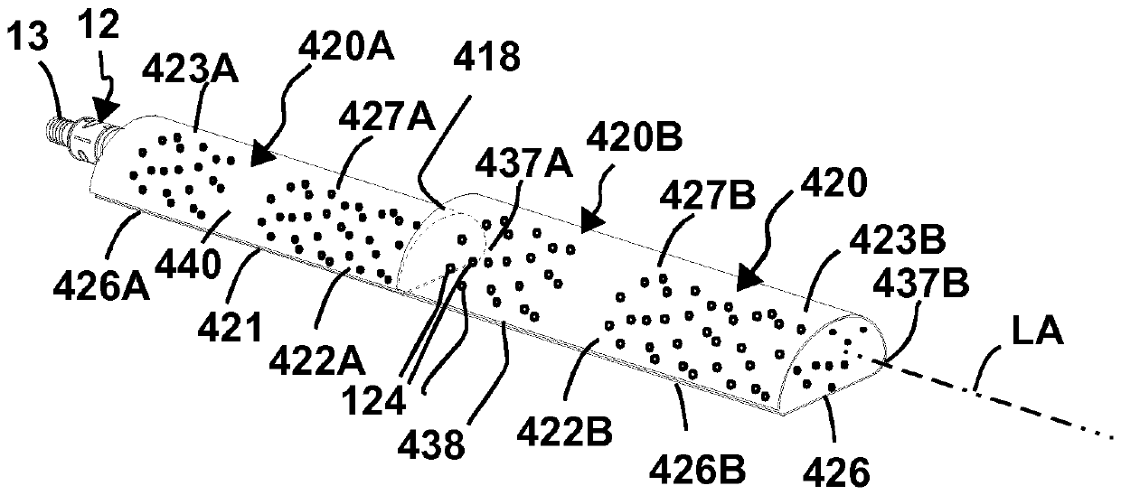 Surface machining apparatus comprising a curved portion