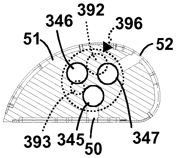 Surface machining apparatus comprising a curved portion