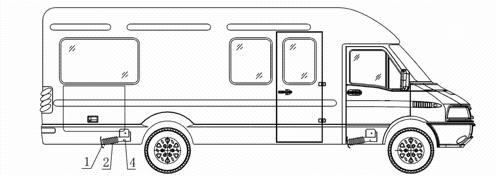 Electronic supporting leg for communication command car