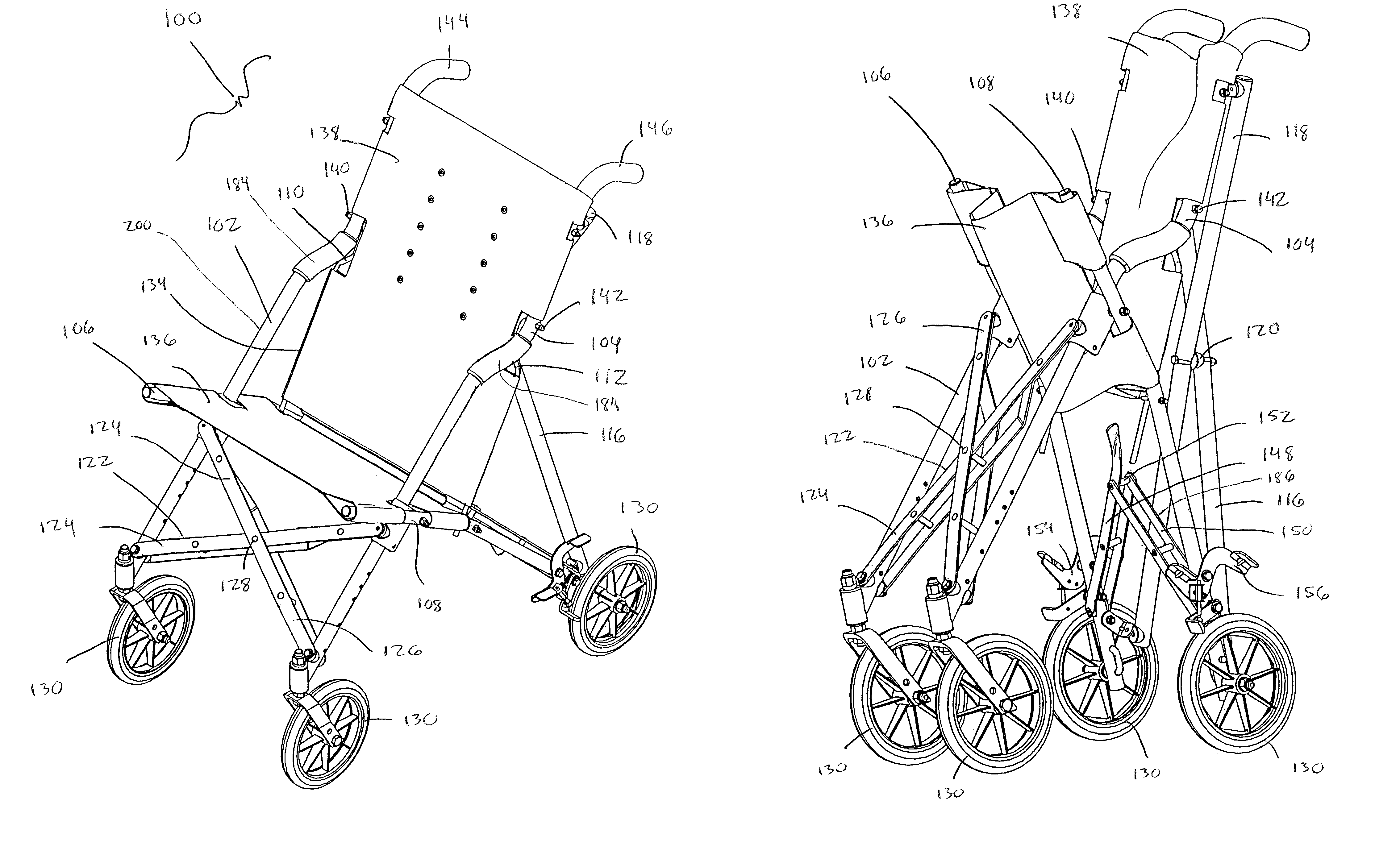 Folding seat support structure