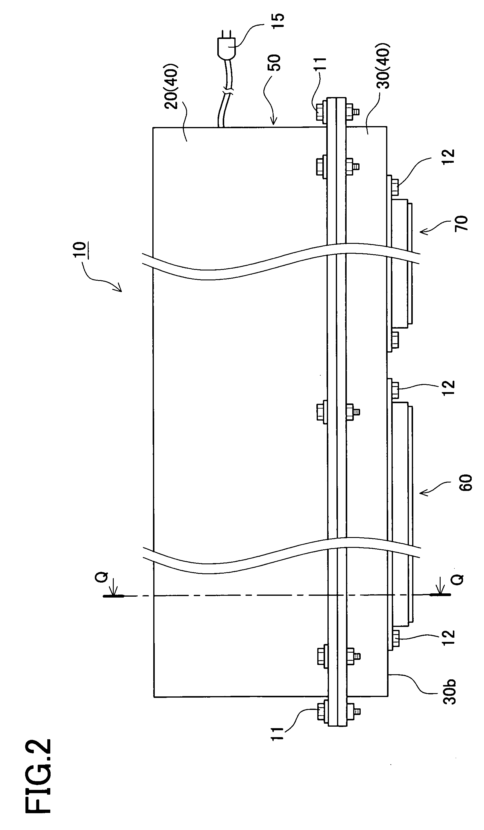 Heater with temperature detecting device, battery structure with heater, and heater unit