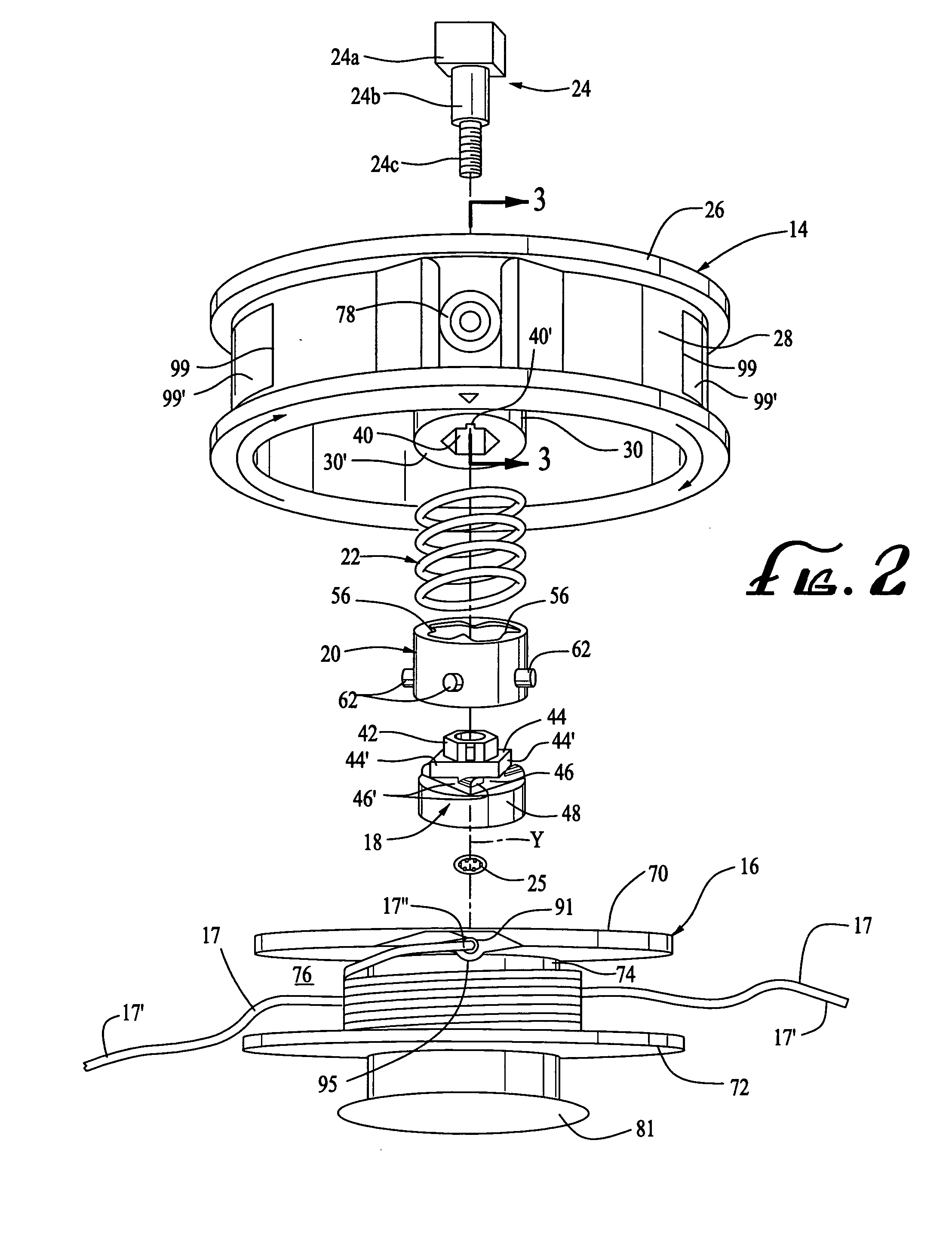 Trimmer head for use in flexible line rotary trimmers having improved line loading mechanism