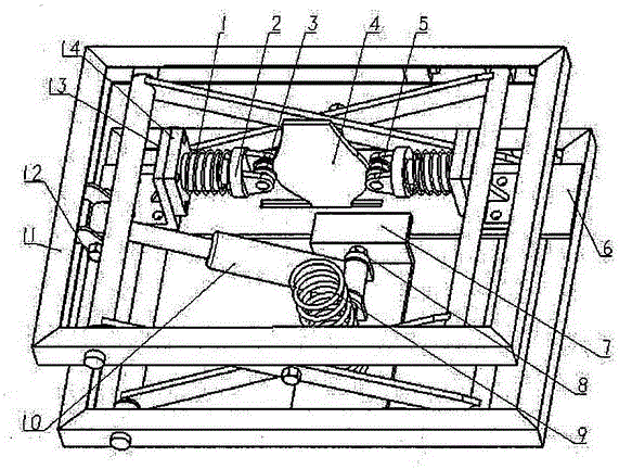 Two-dimensional nonlinear vibration-isolating suspension frame of seats of off-road vehicle