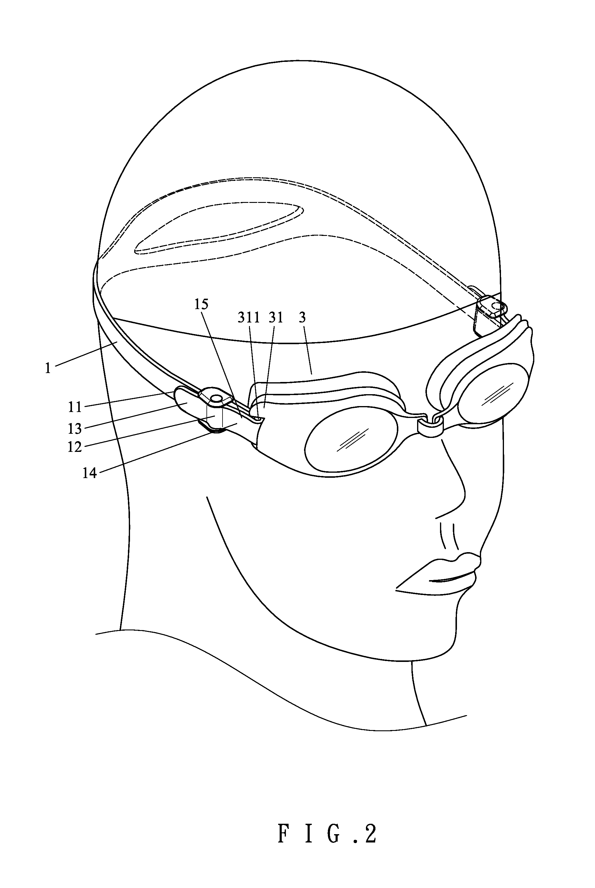 Head strap and buckle device for swimming/diving goggles