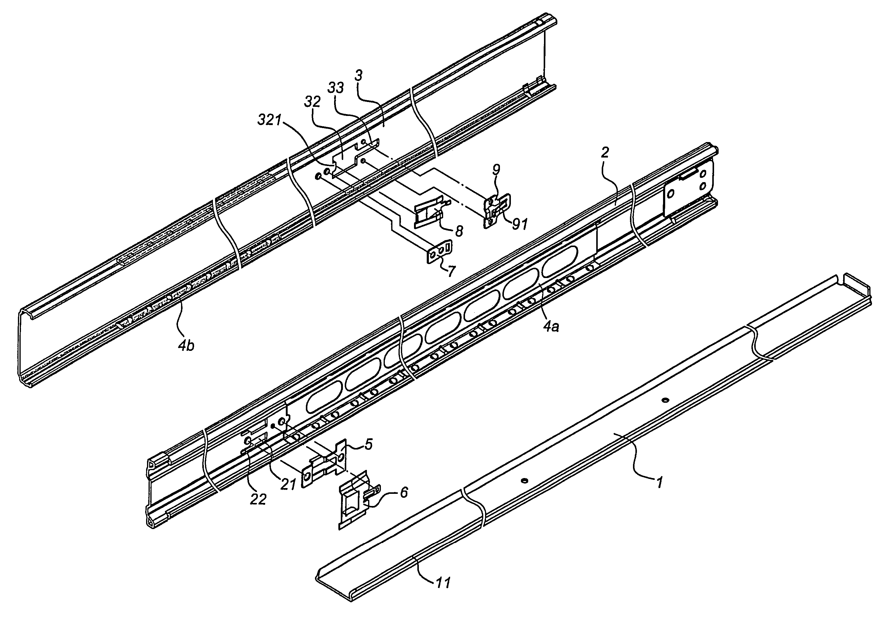 Retaining mechanism for a multi-section slide track assembly