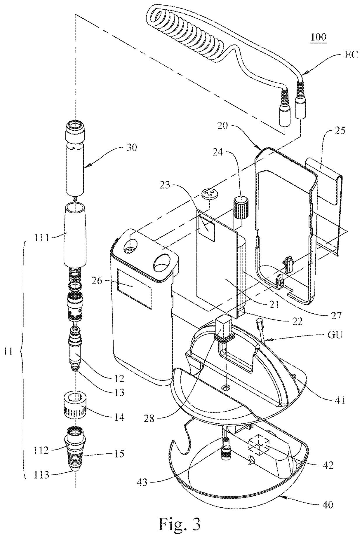 Nail filing machine, UV light sterilization container, and nail filing system including the nail filing machine