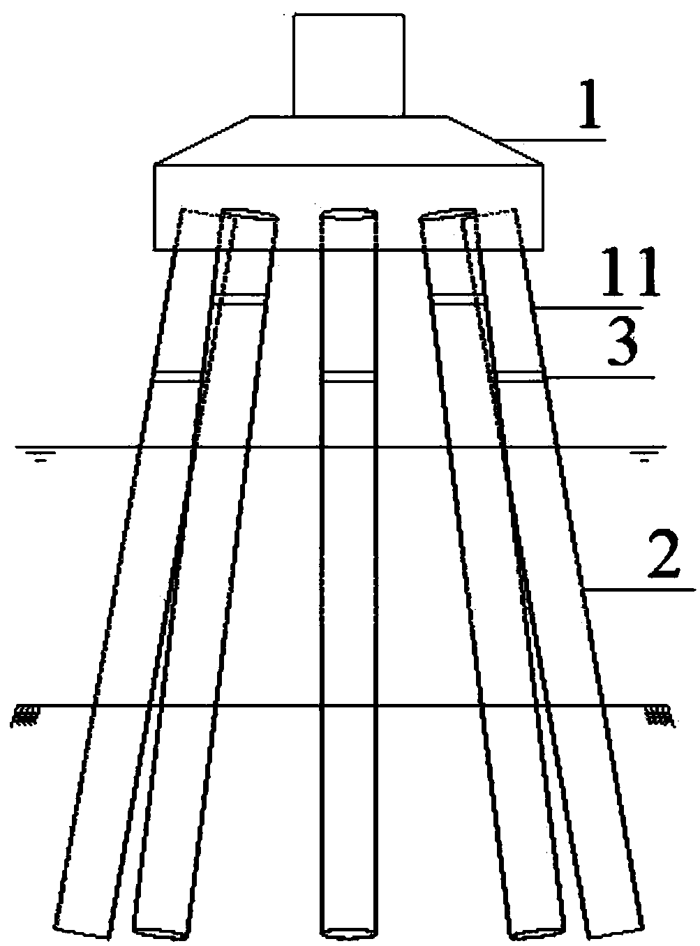 Offshore fan prefabricated high pile bearing platform foundation structure and installation method