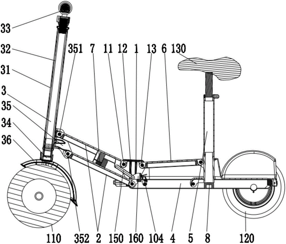 Folding frame and folding tricycle