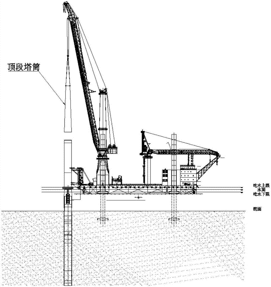 Semi-floatation-condition work method for offshore self-elevating type work platform