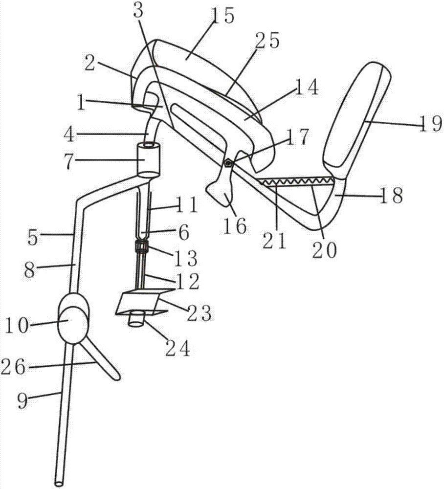 Leg support device used for obstetric table