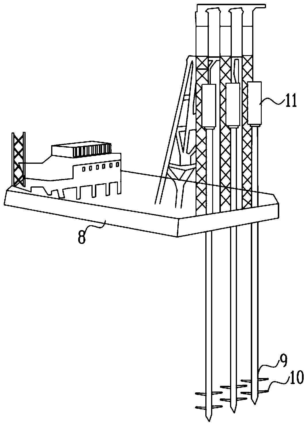 Composite foundation-bucket offshore wind power foundation with piles distributed in bucket and construction method
