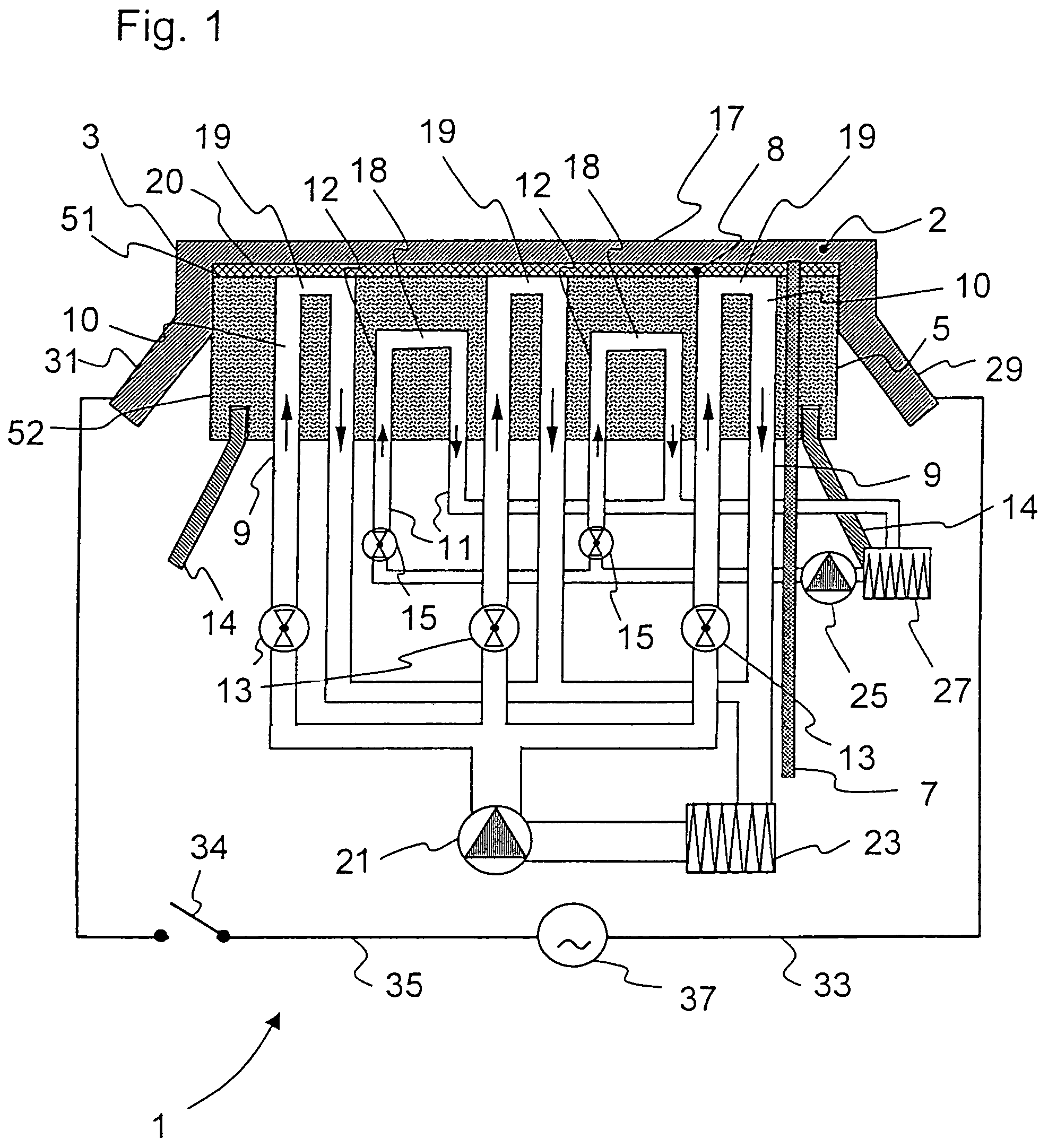 Heating apparatus with electrode for the conductive heating of melts