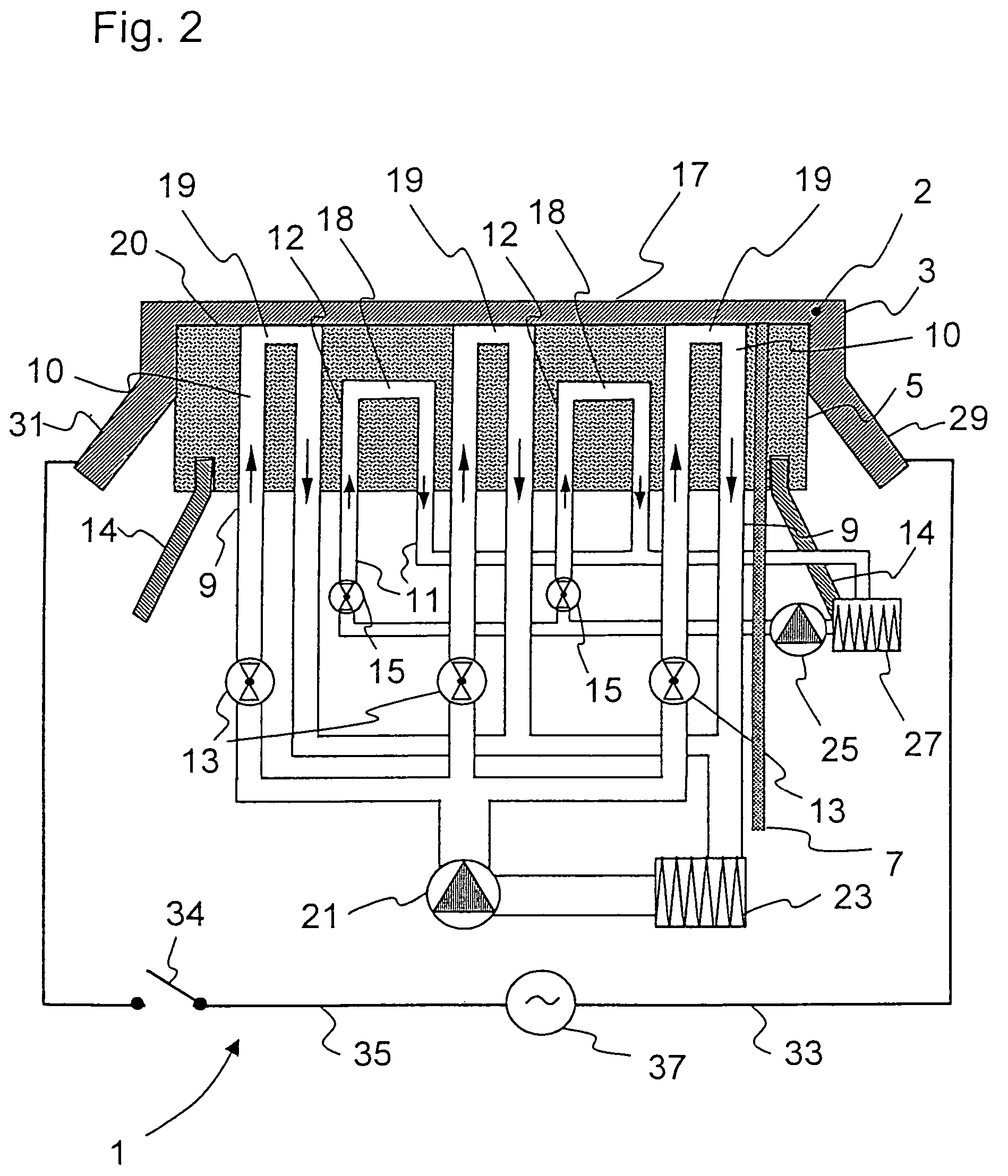 Heating apparatus with electrode for the conductive heating of melts