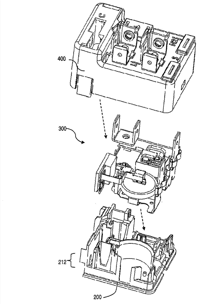 Assembly of electric motor starter components