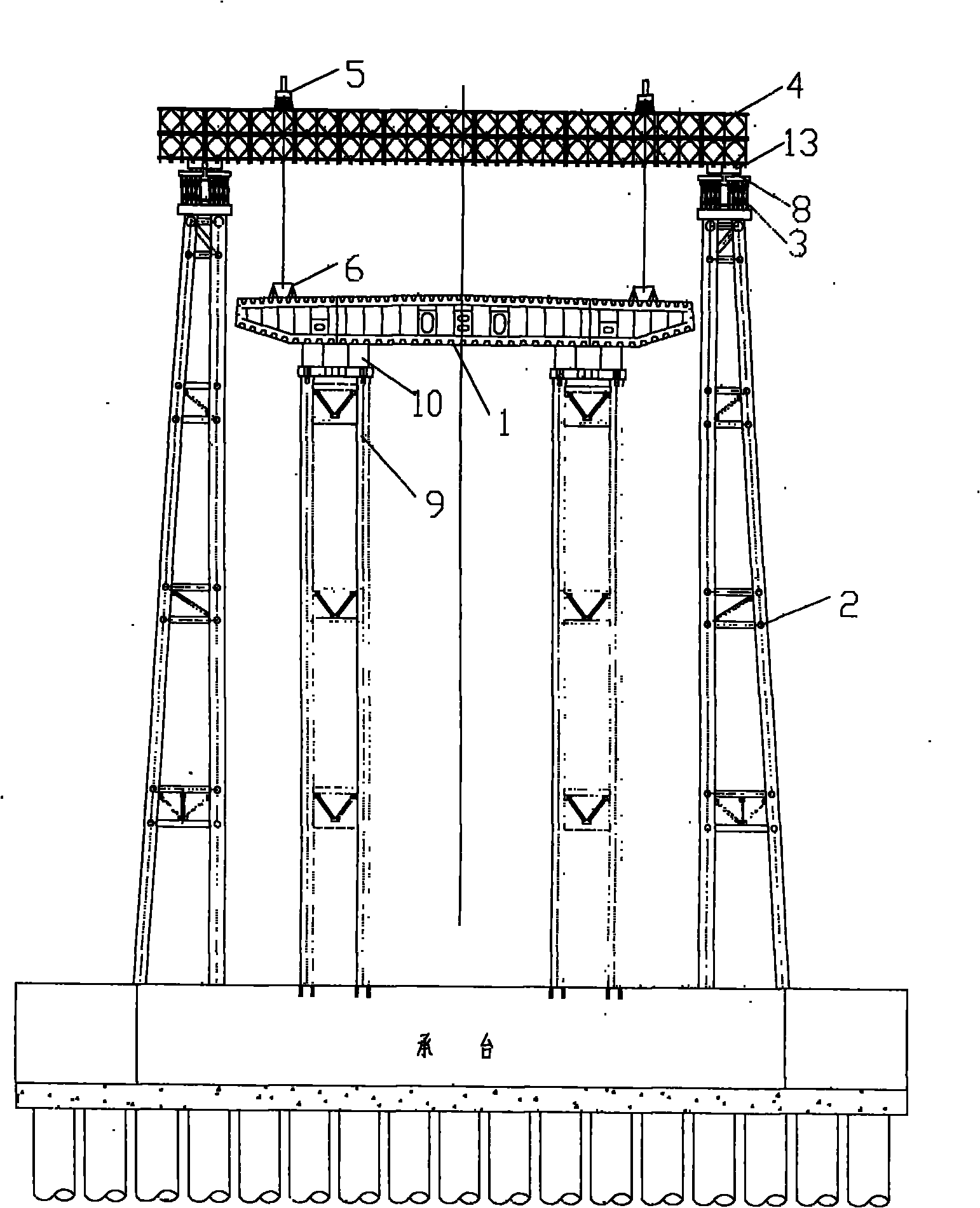 System for lifting and sliding large-tonnage steel box girder in land area and shoal area and construction method thereof