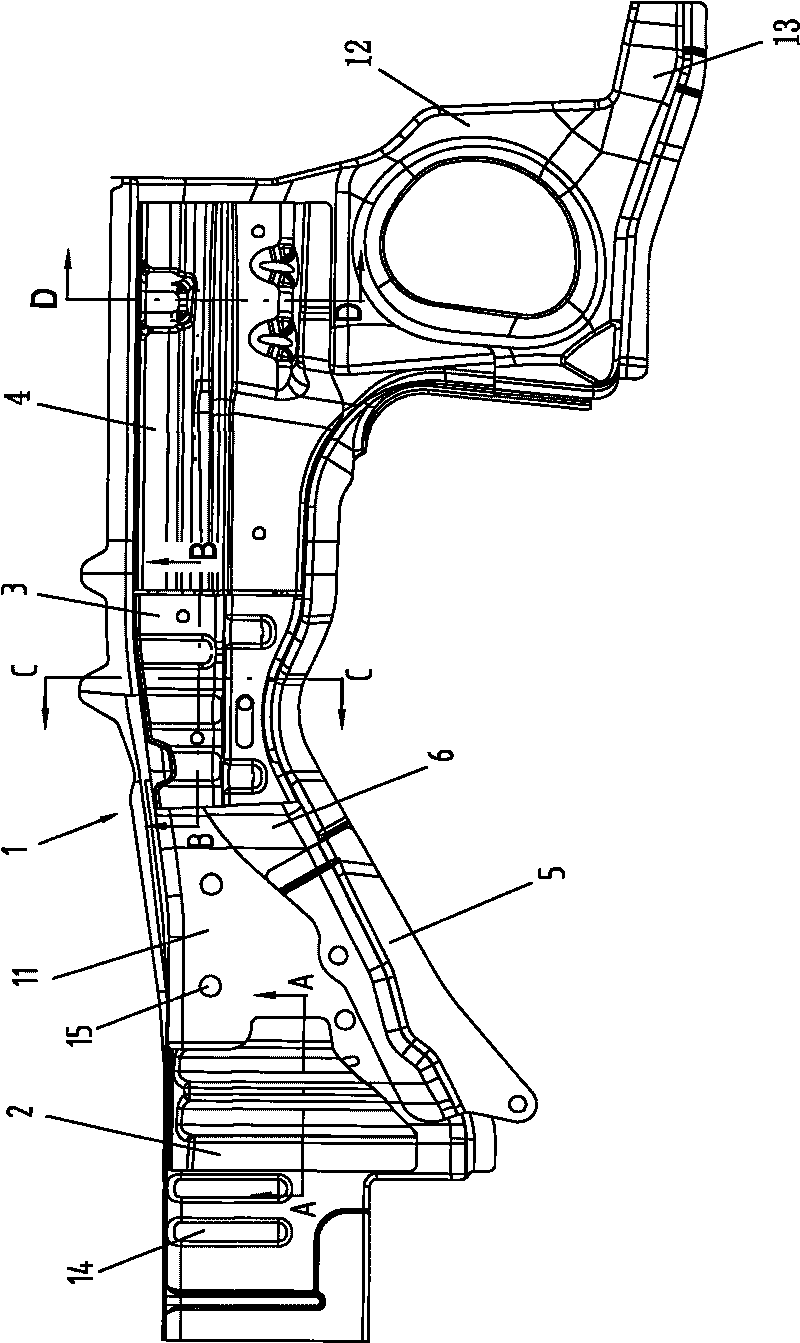 Front rail structure of automobile body