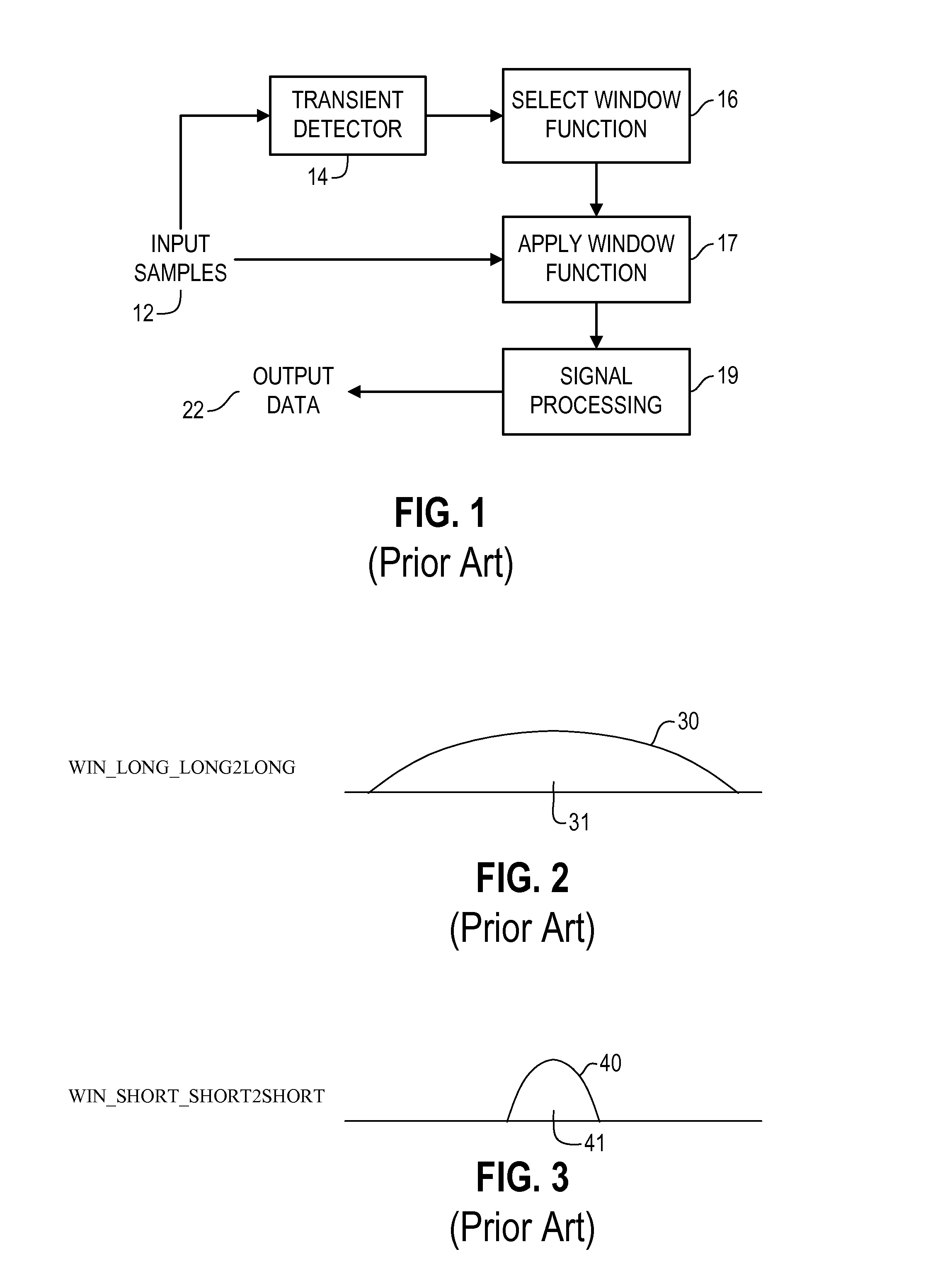 Window selection based on transient detection and location to provide variable time resolution in processing frame-based data