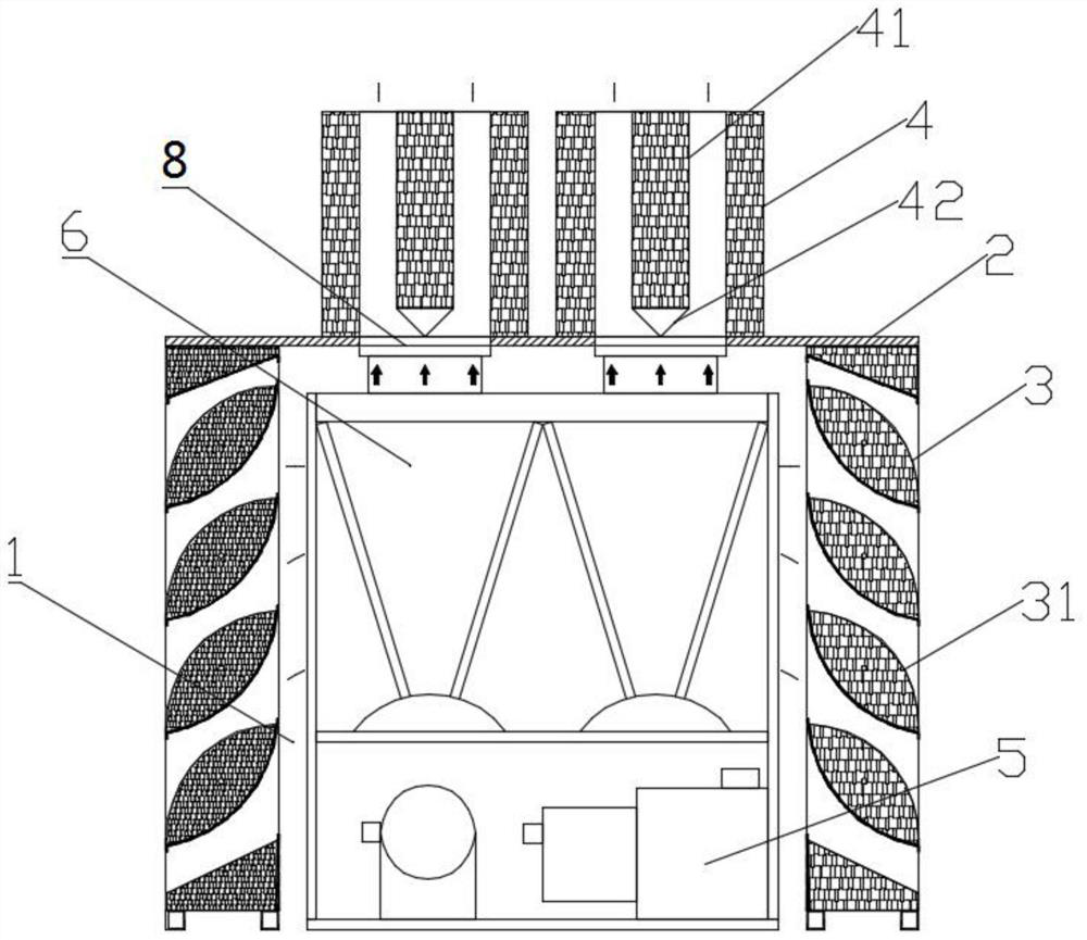 Adjustable, optimized and energy-saving ventilation and noise reduction device of cooling tower