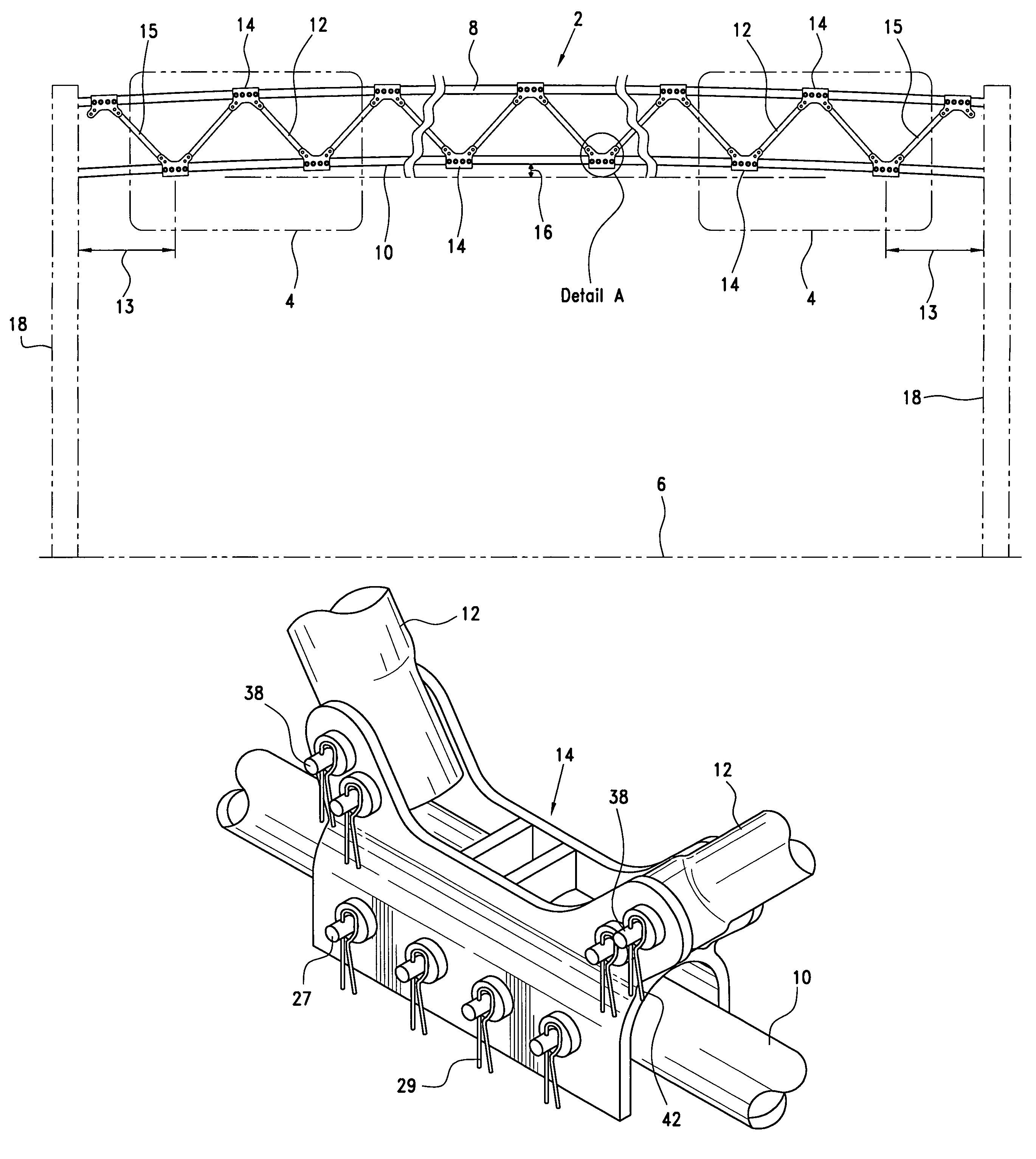 Space frame support structure employing weld-free, single-cast structural connectors for highway signs