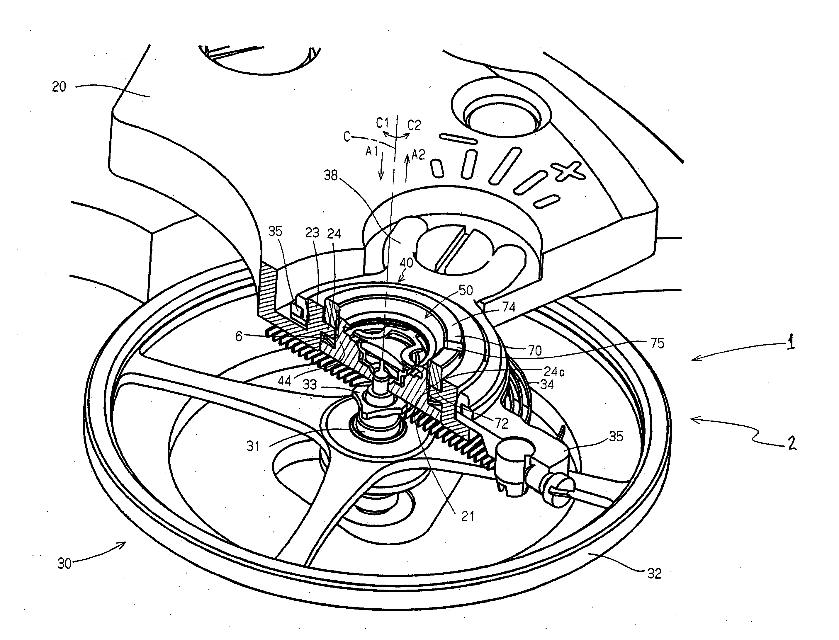 Bearing structure and watch equipped with the same