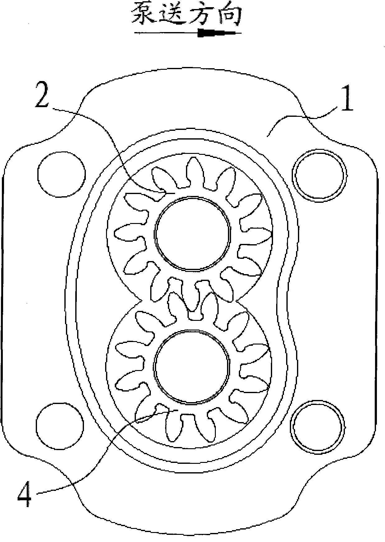 Gear pump with asymmetric combined curved surface tooth form