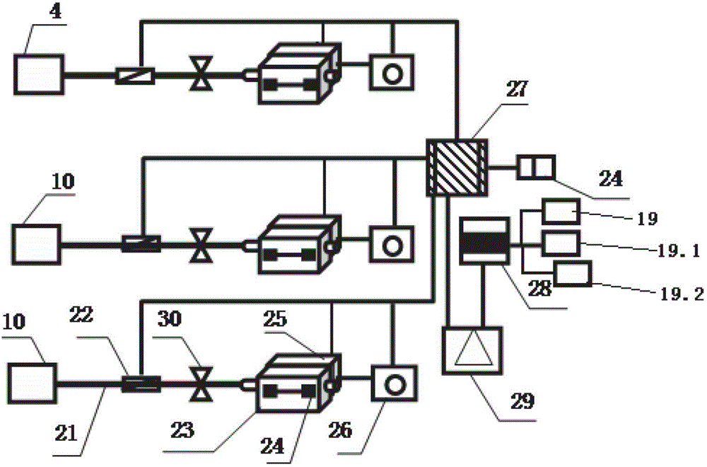 Middle-sized rock servo control true triaxial test device