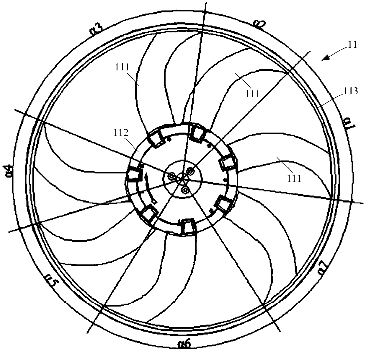 Low-rotation-noise cooling fan for automobile engine