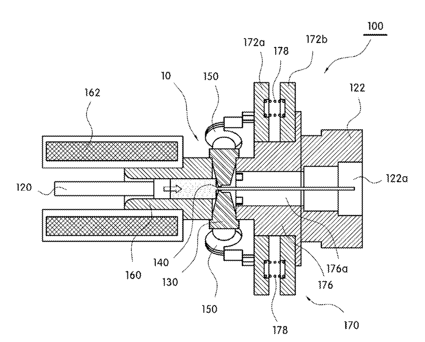 Ultrasonic extrusion apparatus for metal material