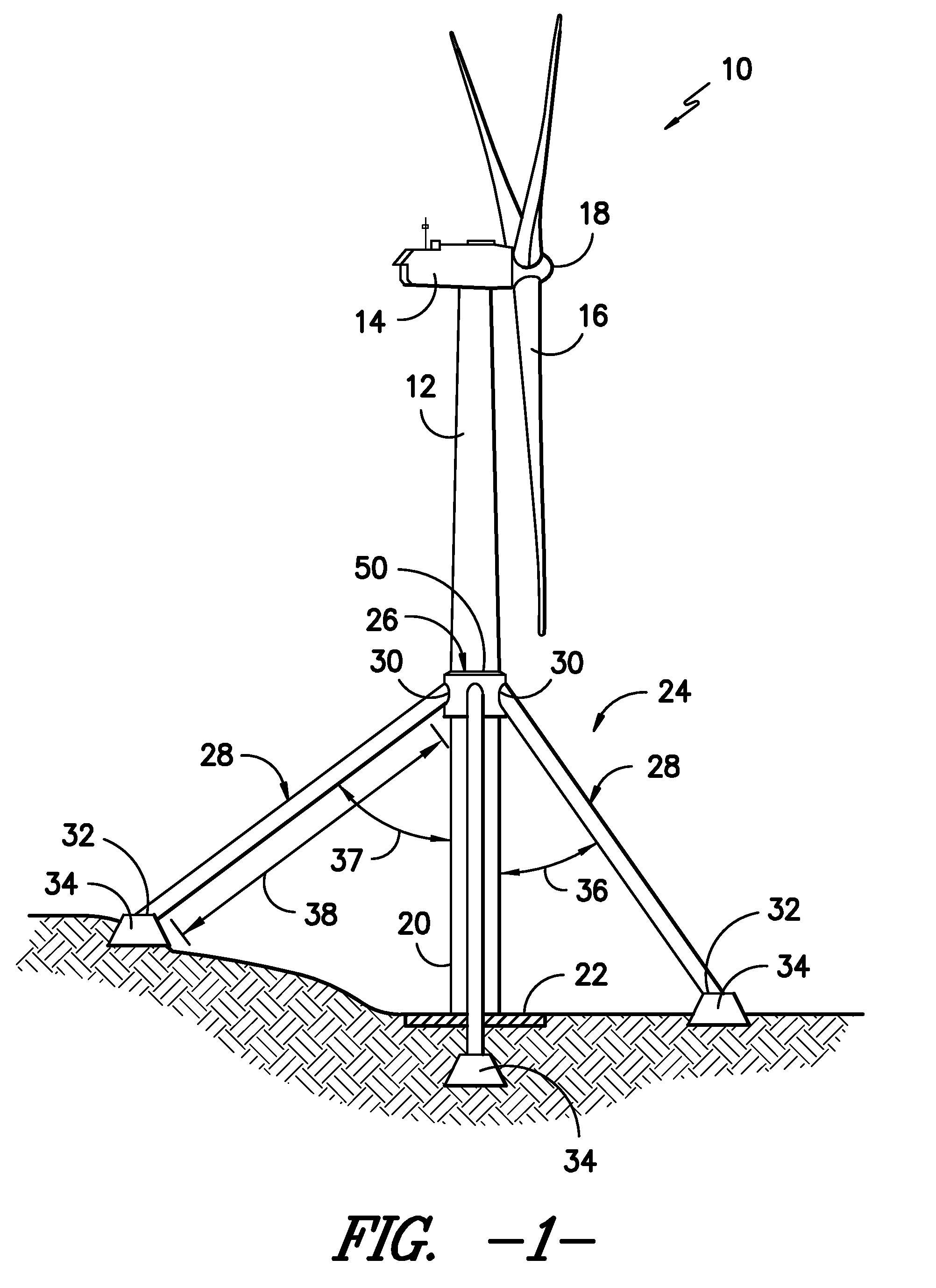 Onshore wind turbine with tower support system