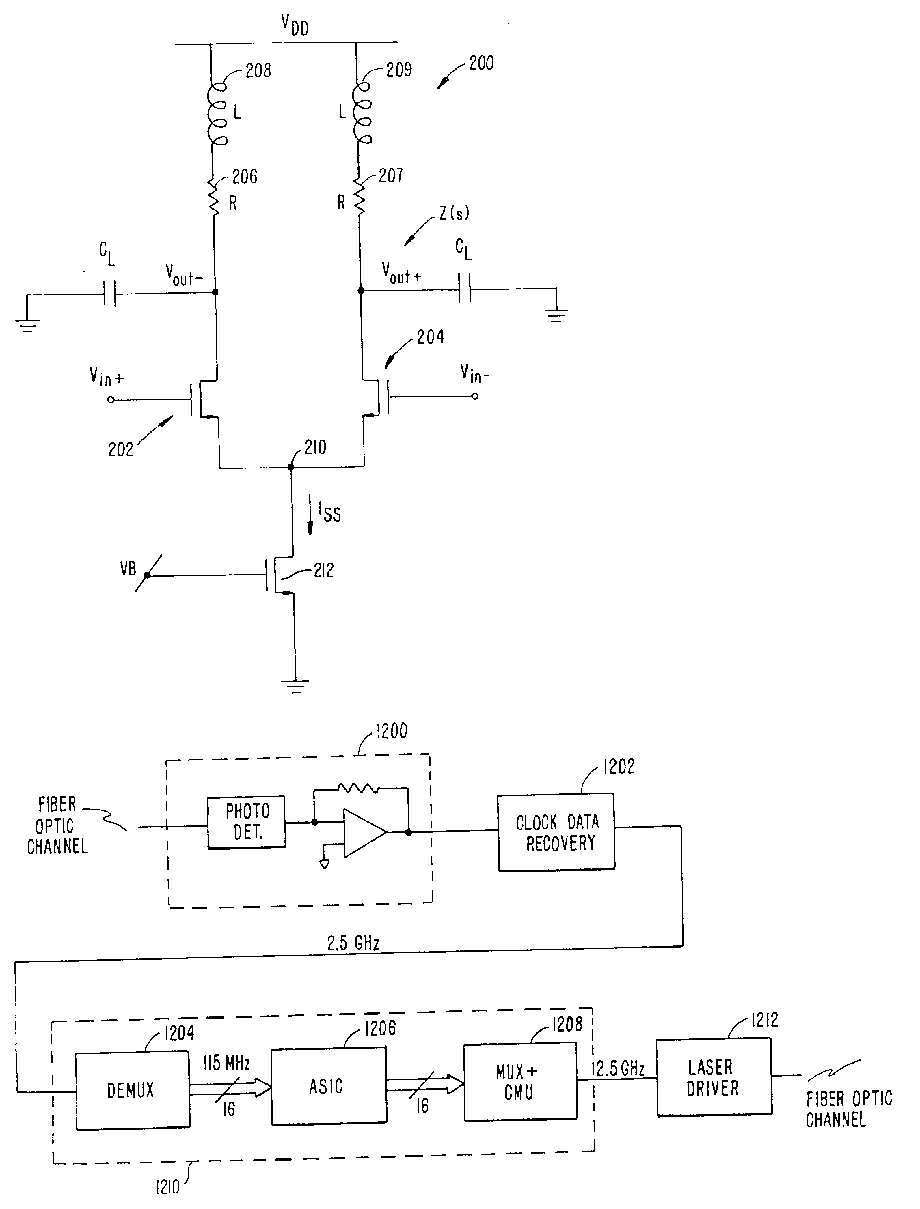 Current-controlled CMOS circuits with inductive broadbanding