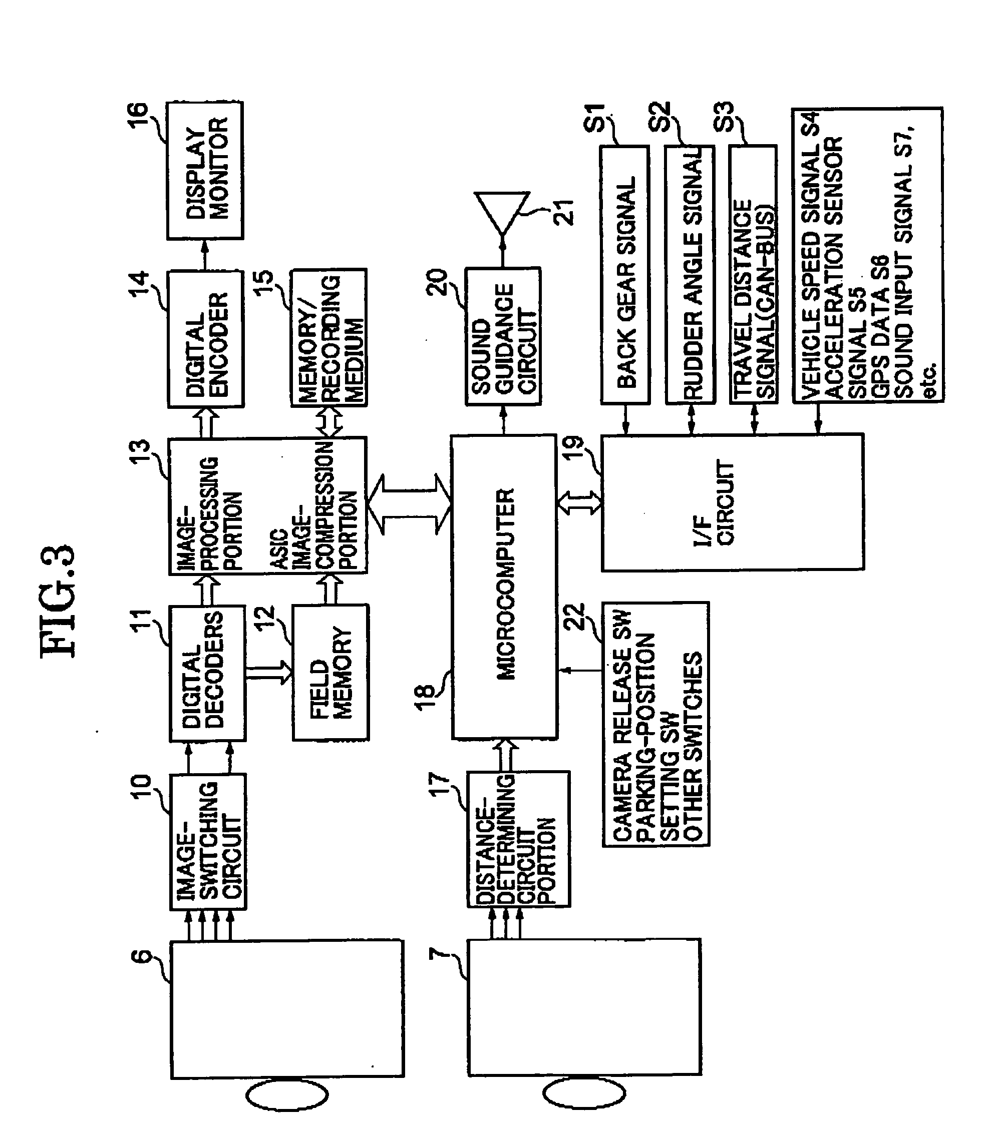 Parking-assist system using image information from an imaging camera and distance information from an infrared laser camera